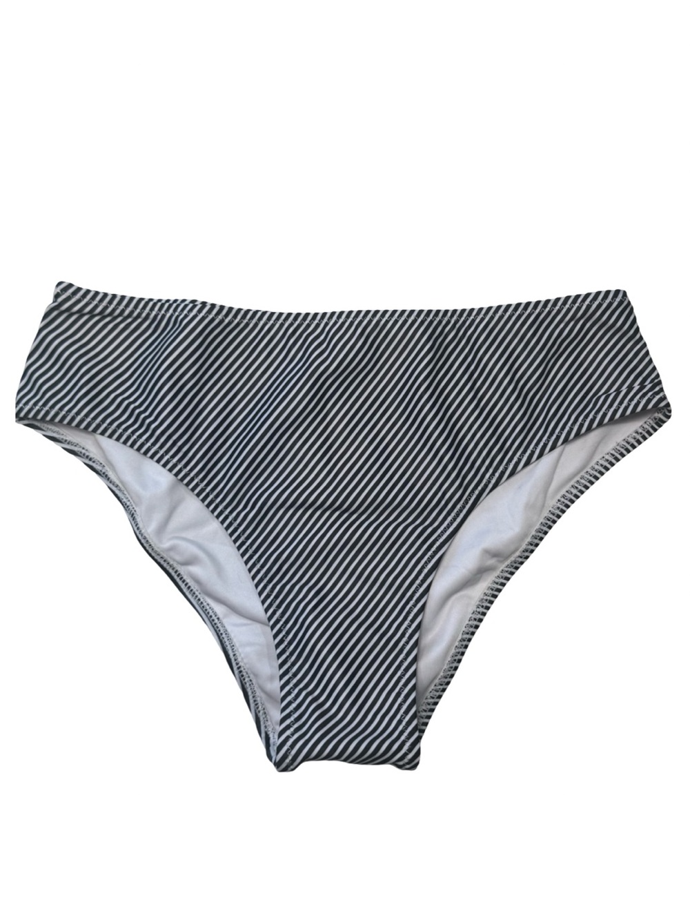 ☀️🔲 Beachsissi Striped High-Rise Bikini Bottoms in Black & White 🔲☀️
